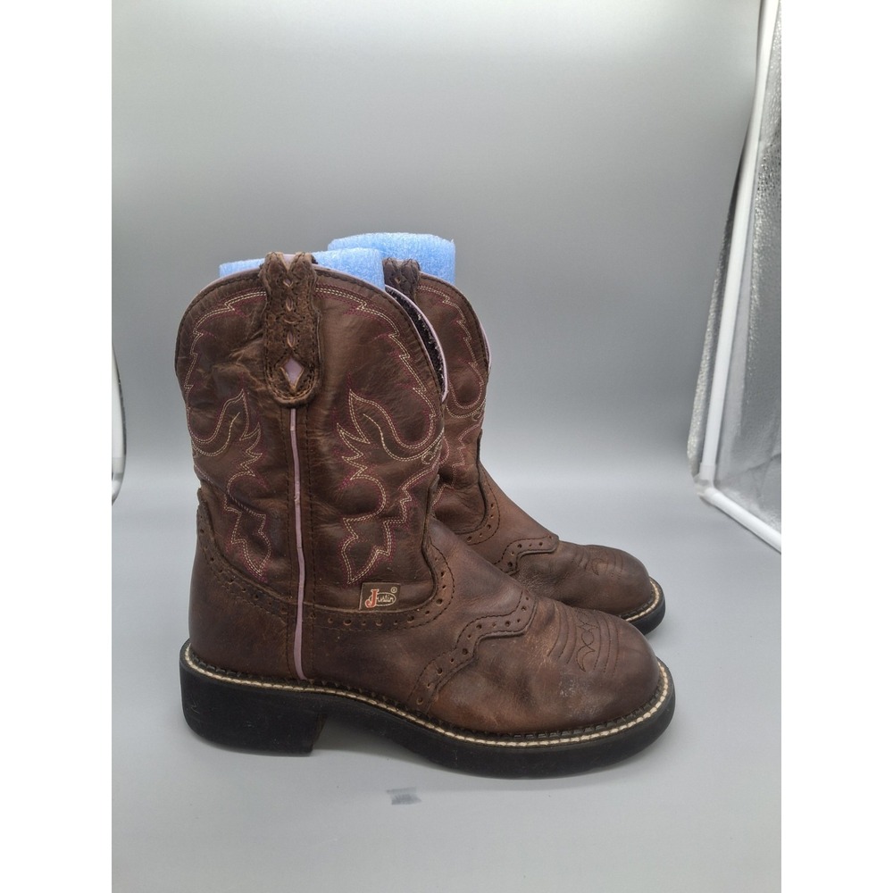 Justin Gypsy Western Cowgirl Boots - Brown Pink - women's Size 6.5 B - L9903